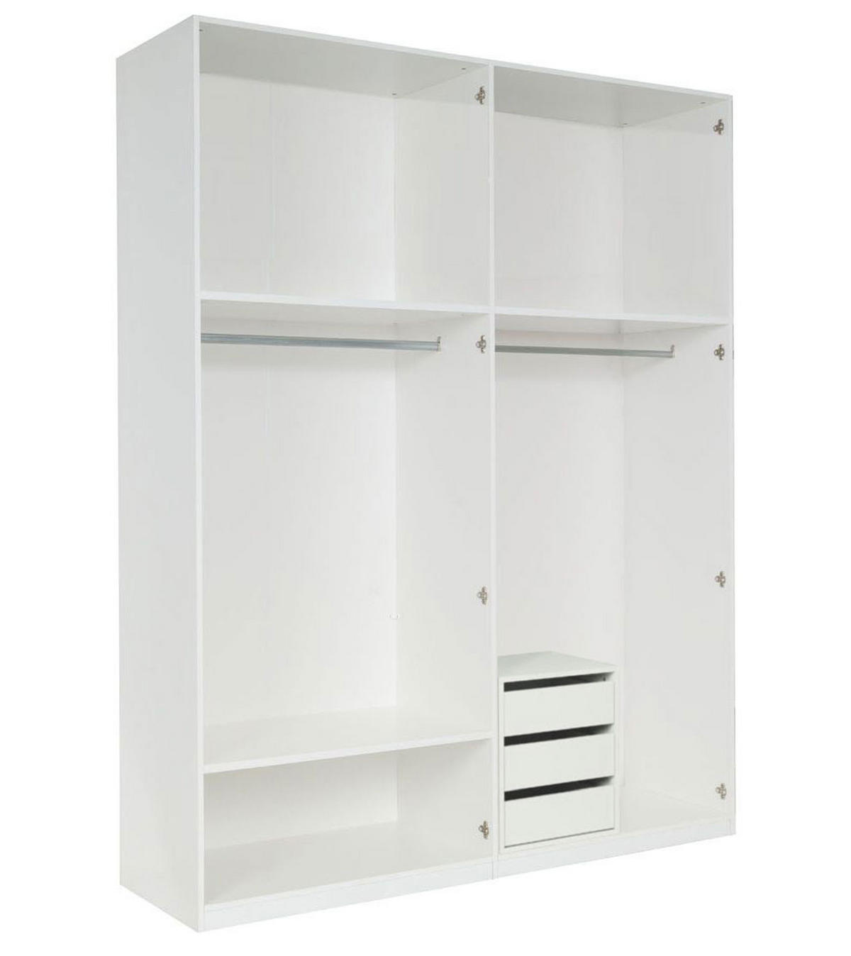 KLEIDERSCHRANK Italia weiß matt / weiß hochglanz 180 / 59 / 237cm - Weiß Hochglanz/Weiß, Holz/Holzwerkstoff (180/237/59cm) - Feldmann-Wohnen
