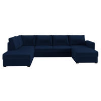 WOHNLANDSCHAFT Wilma Premium, Seite: Links - Schwarz/Dunkelblau, Holz/Textil (305/85/188cm) - MIRJAN24