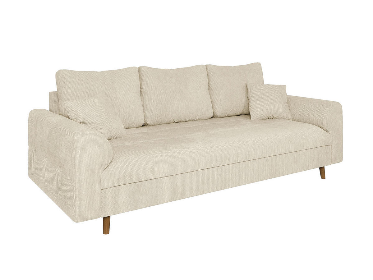 3-SITZER-SOFA Sigurd Beige Chenille - Beige/Braun, Holz/Textil (210/81/93cm) - S-Style Möbel