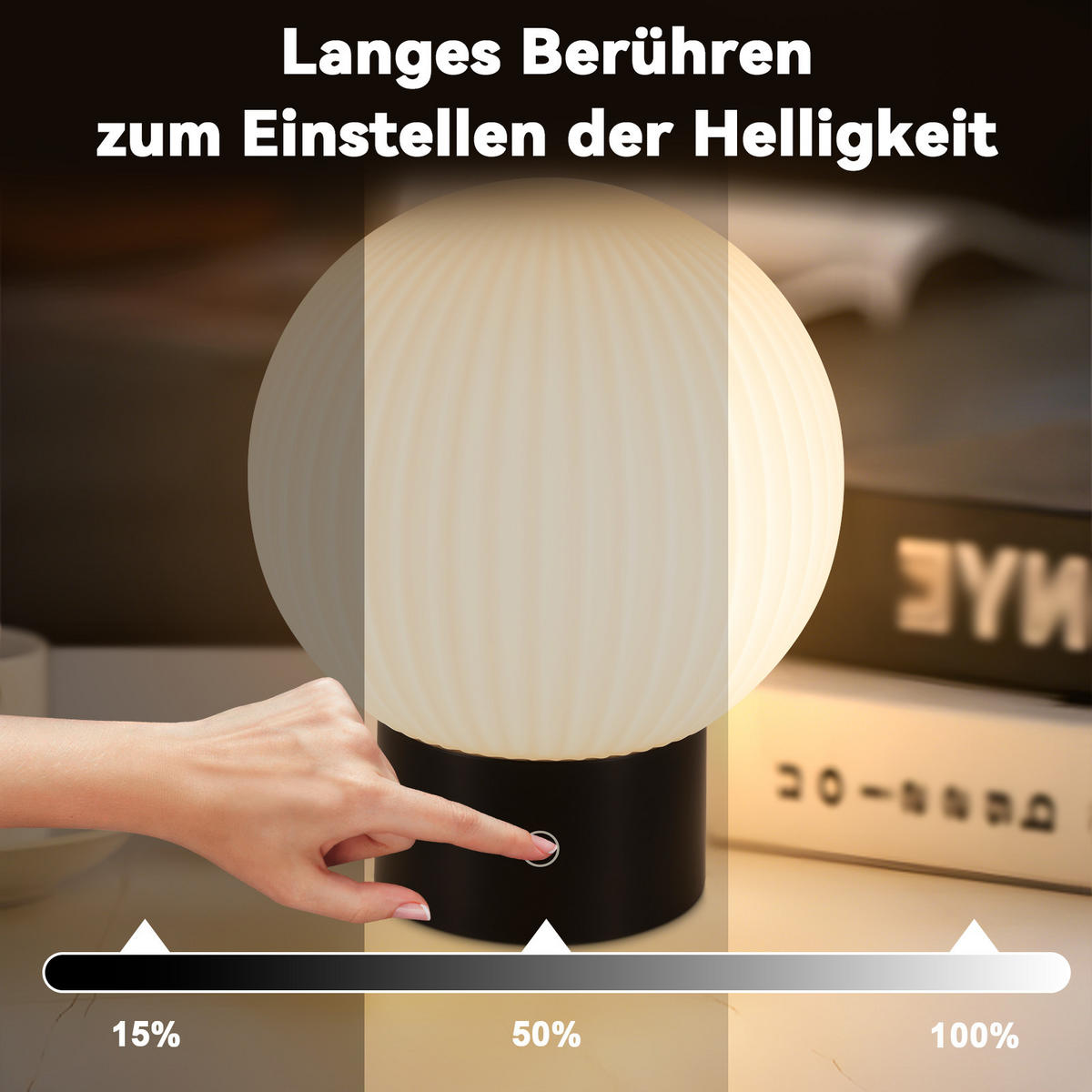 LED TISCHLAMPE Luminara 18.4/15/8.7 cm - Weiß, Glas (18.4/15/8.7cm) - ZMH