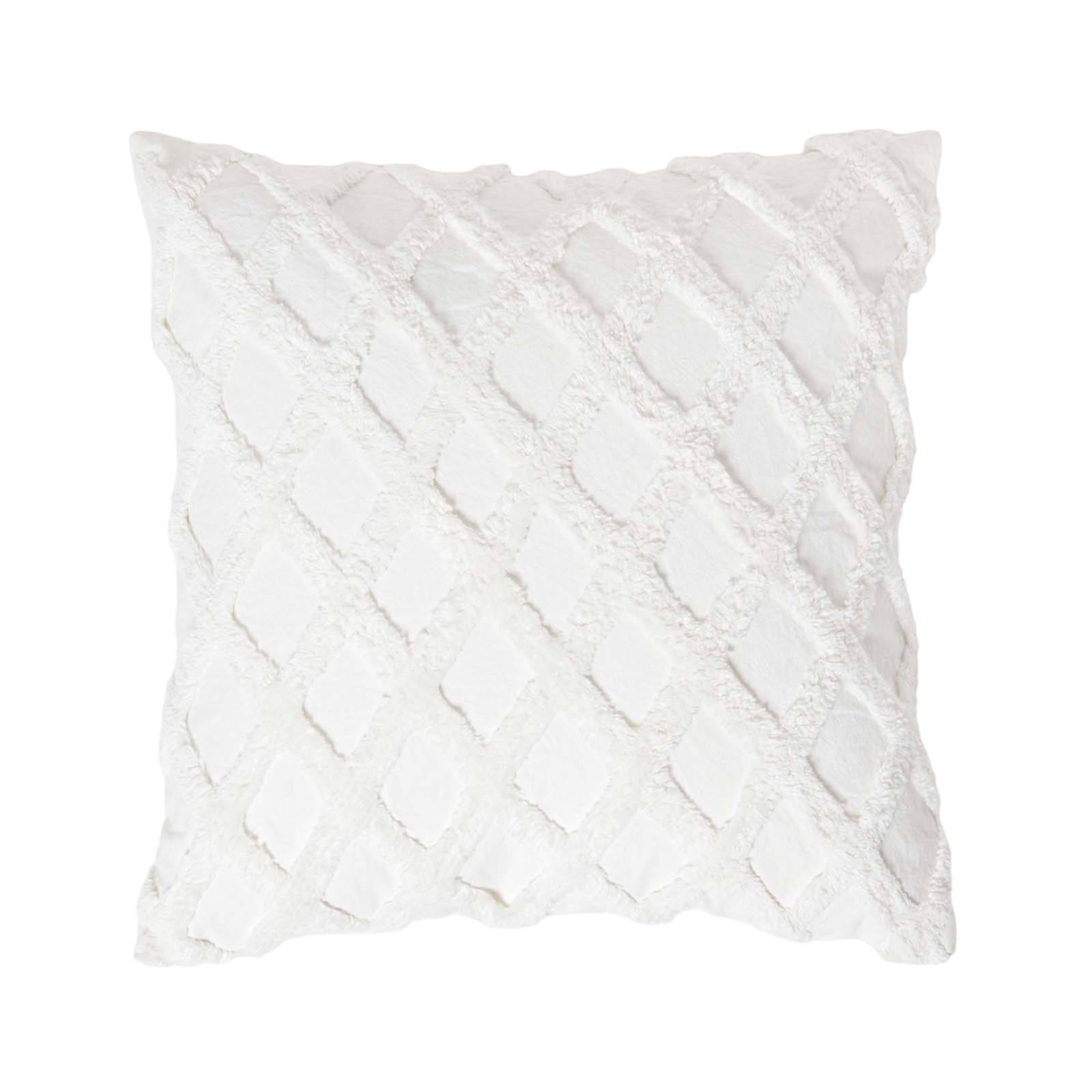 DEKOKISSEN Tufted 45/45 cm weiß mit Rautenmuster - Weiß, Textil (45/45cm) - Homescapes
