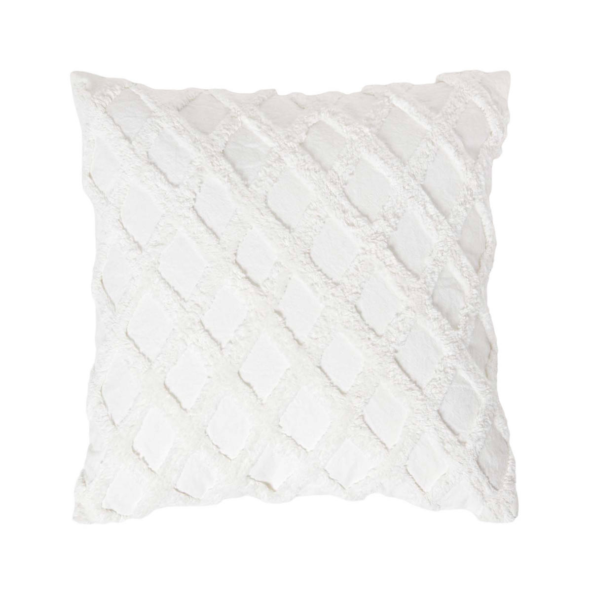 DEKOKISSEN Tufted 45/45 cm weiß mit Rautenmuster - Weiß, Textil (45/45cm) - Homescapes