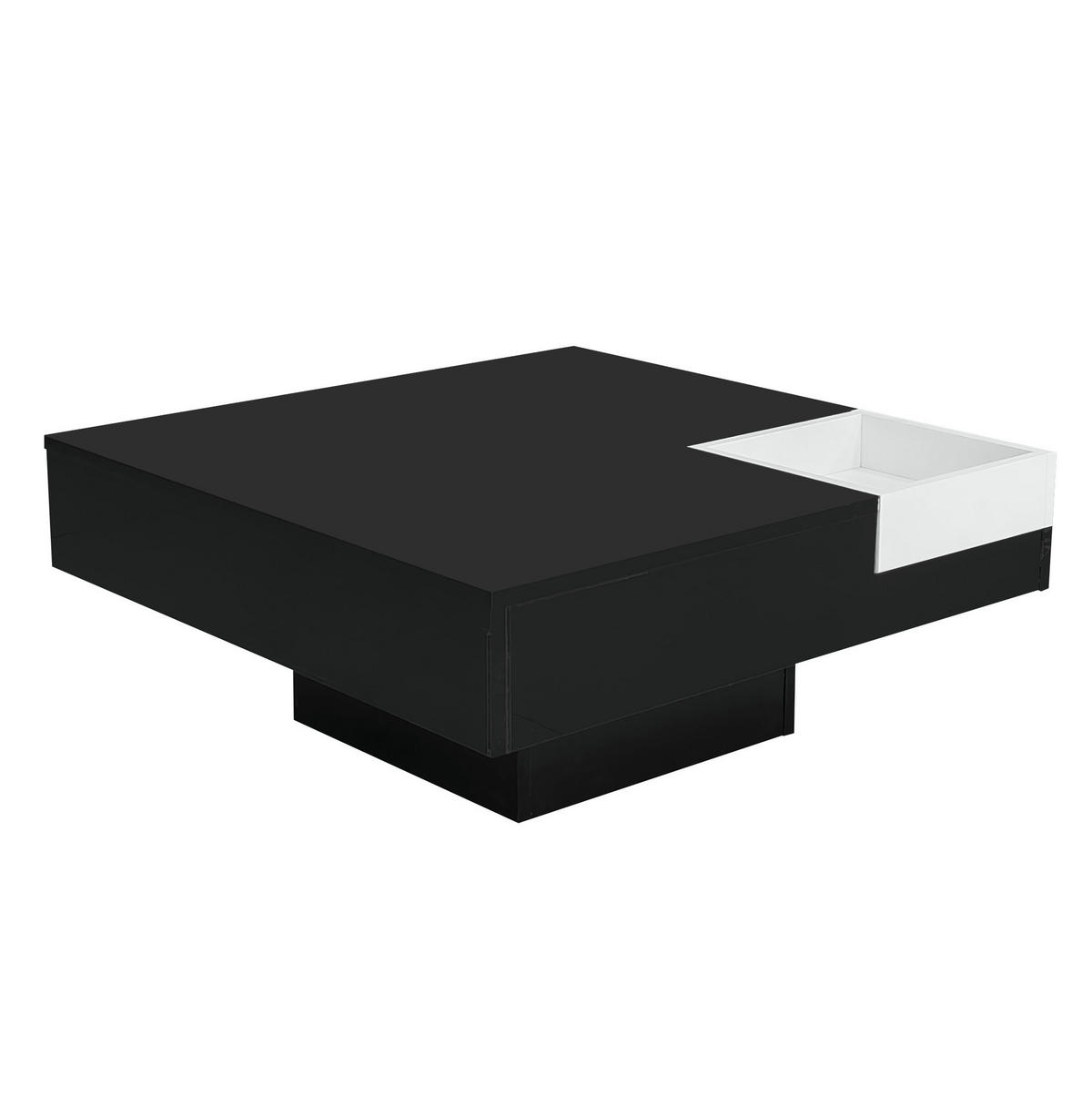 COUCHTISCH 72/72/30 cm schwarz/weiß aus Spanplatte mit LED-Lichteffekt - Schwarz, Holzwerkstoff (72/72/30cm) - OKMYHOME