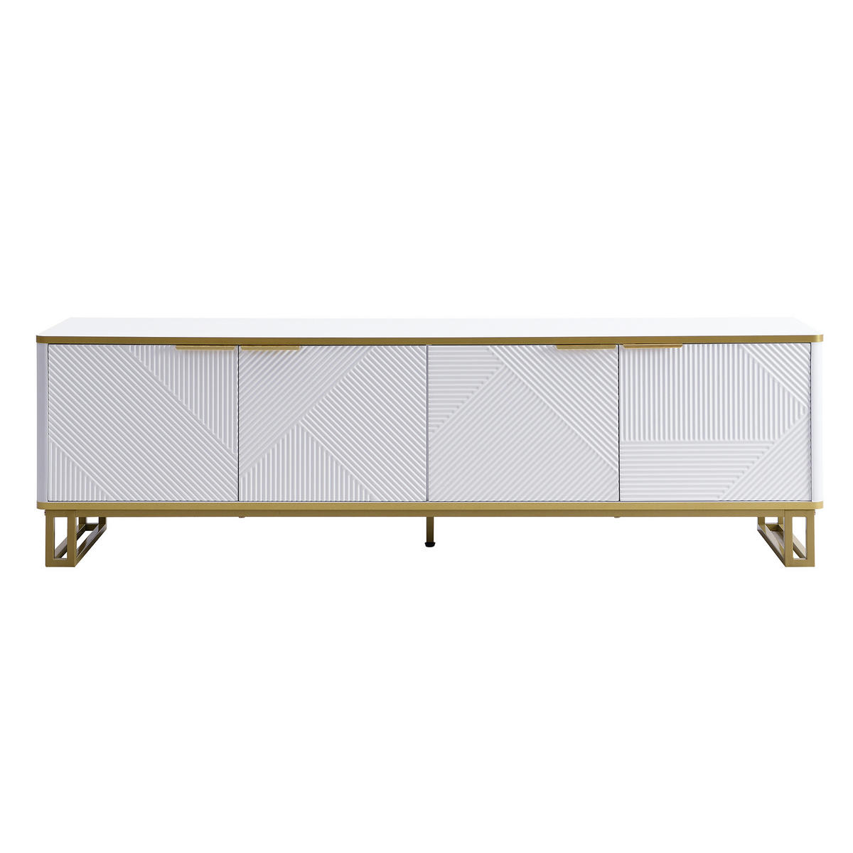 TV-ELEMENT160X37,5X48CM WeißGold mit geometrischem Design und 4 Türen - Weiß, Holz (45.09/14.61/175.26cm) - Raelunyi