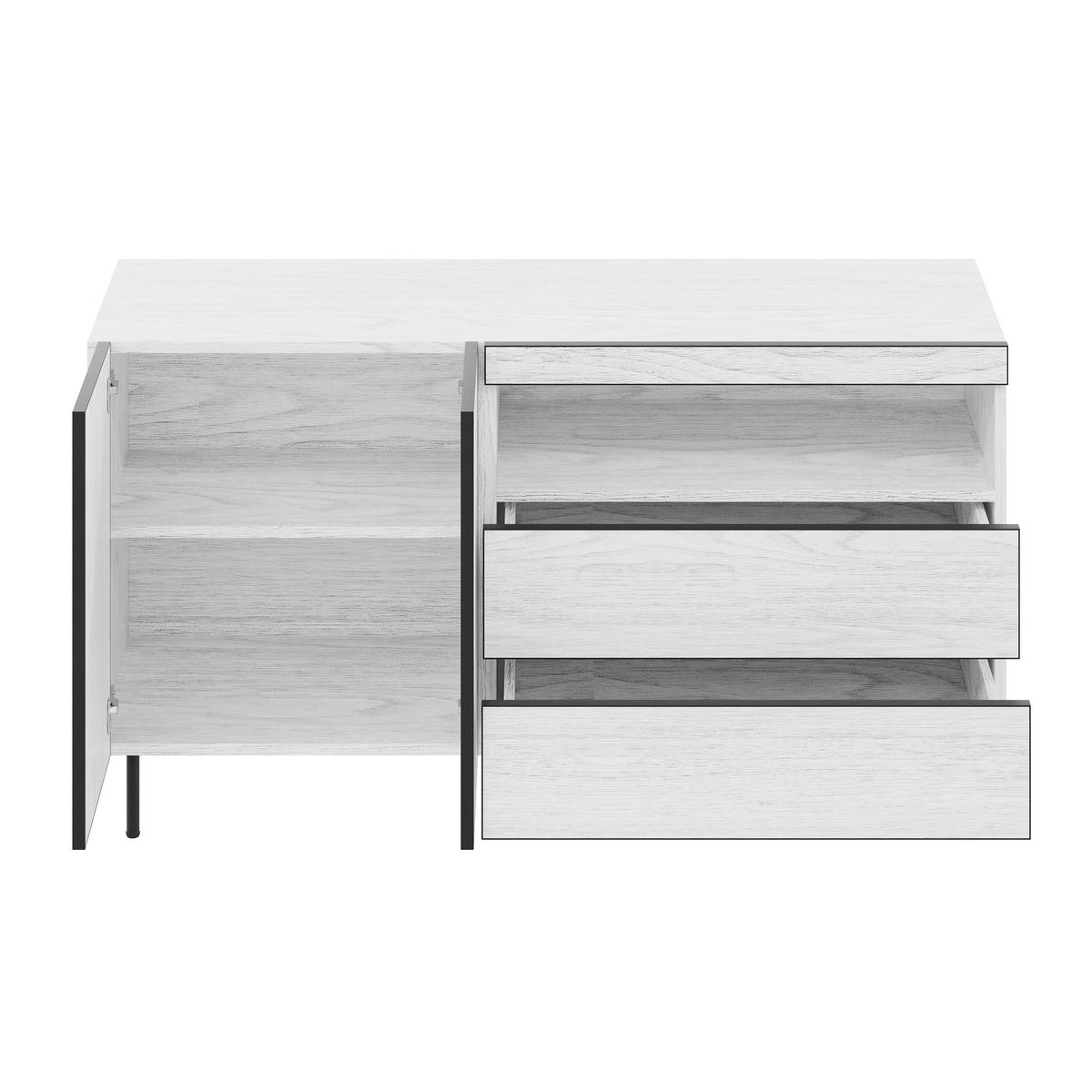 SIDEBOARD 140/42/77 cm Weiß aus Holzwerkstoff mit Schubladen - Weiß, Holzwerkstoff (140/77/42cm) - OKWISH