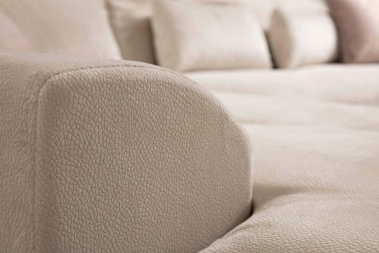 ECKSOFA mit verstellbarer Rückenlehne - Beige/Creme, Holz/Textil (304/190cm) - myHomelando