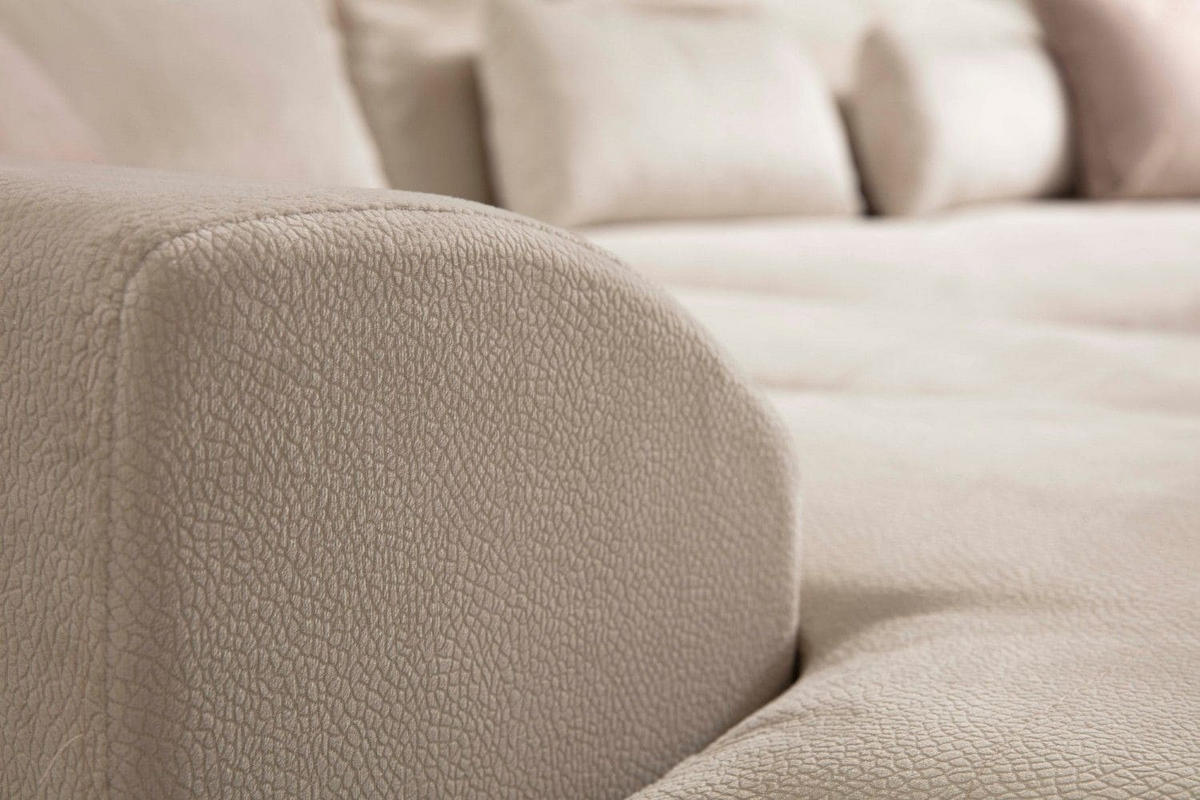ECKSOFA mit verstellbarer Rückenlehne - Beige/Creme, Holz/Textil (304/190cm) - myHomelando