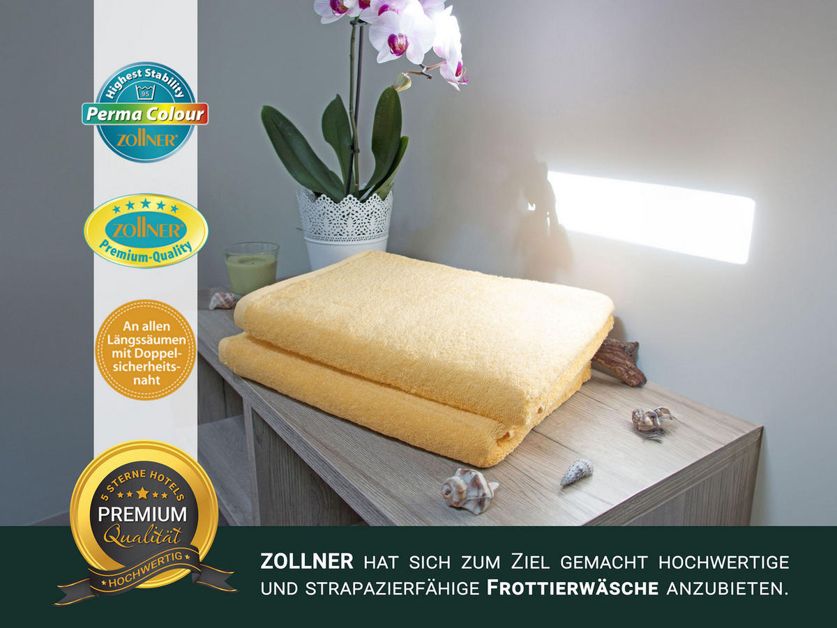 DUSCHTÜCHER, 3er-Set, 70x140 cm, 100% Baumwolle, Gelb - Gelb, Textil (70/140cm) - Zollner