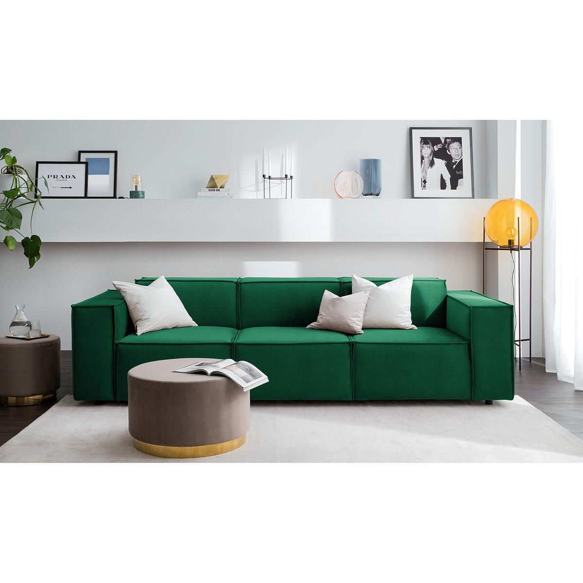 3-SITZER SOFA - Dunkelgrün, Textil (260/70/96cm) - home24