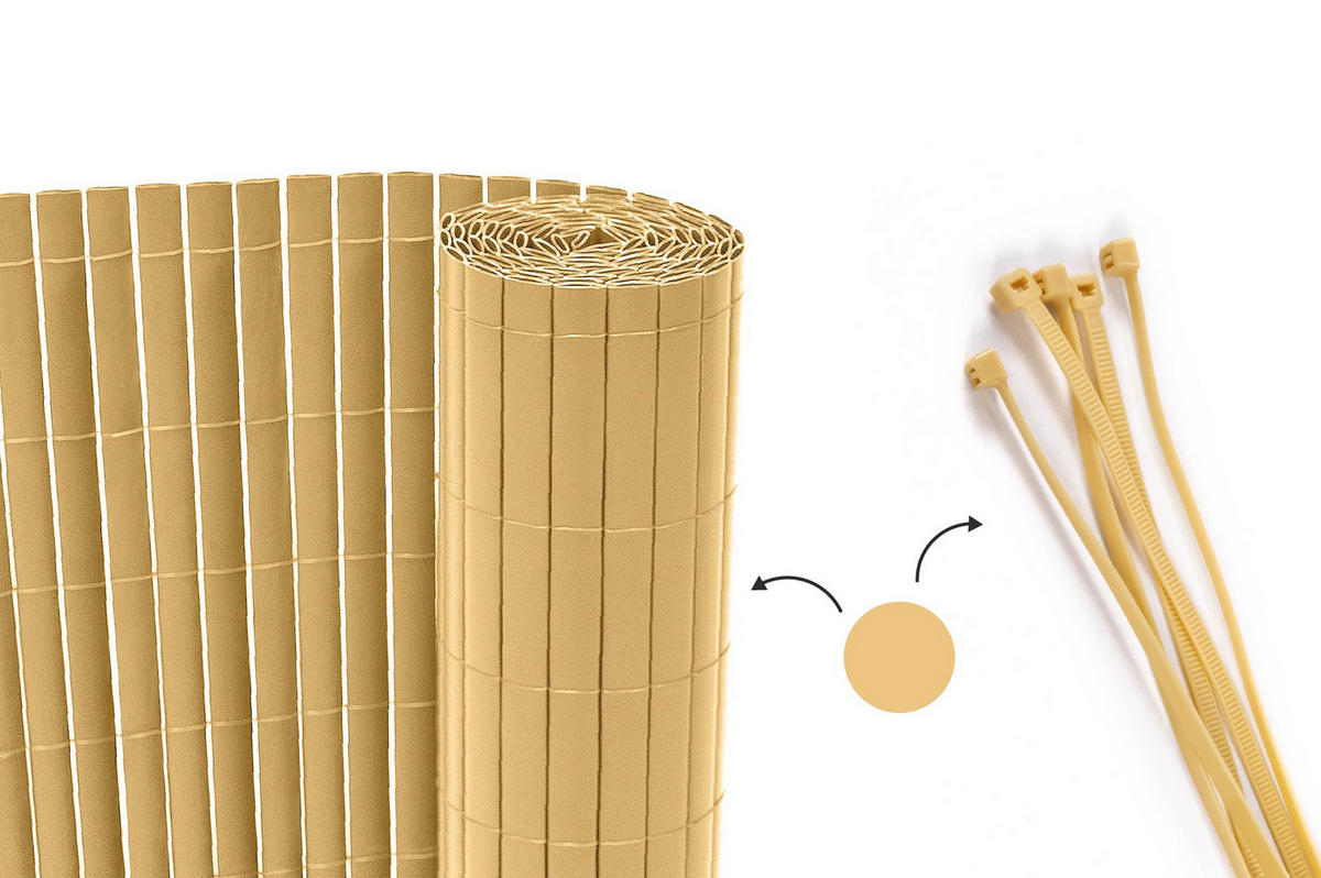 PVC Sichtschutzmatte VISO doppelseitig 8m x 1,8m Beige - Beige, Metall (800/180cm) - Casanoov