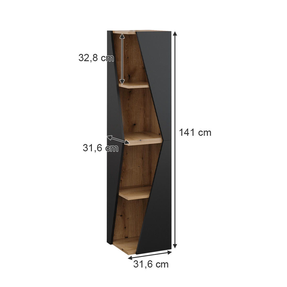 BADSCHRANK Benno Anthrazit 31.6 x 70.5 cm mit 3 Ablagen - Anthrazit, Holzwerkstoff (31.6/70.5/31.6cm) - Vicco
