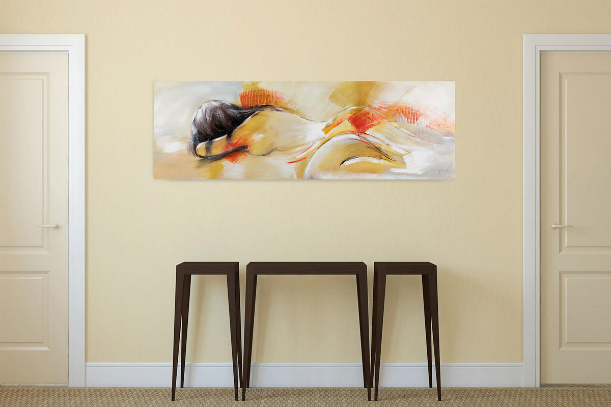 ÖLGEMÄLDE 150/50 cm - Gelb/Orange, Holz/Textil (150/50cm) - KUNSTLOFT