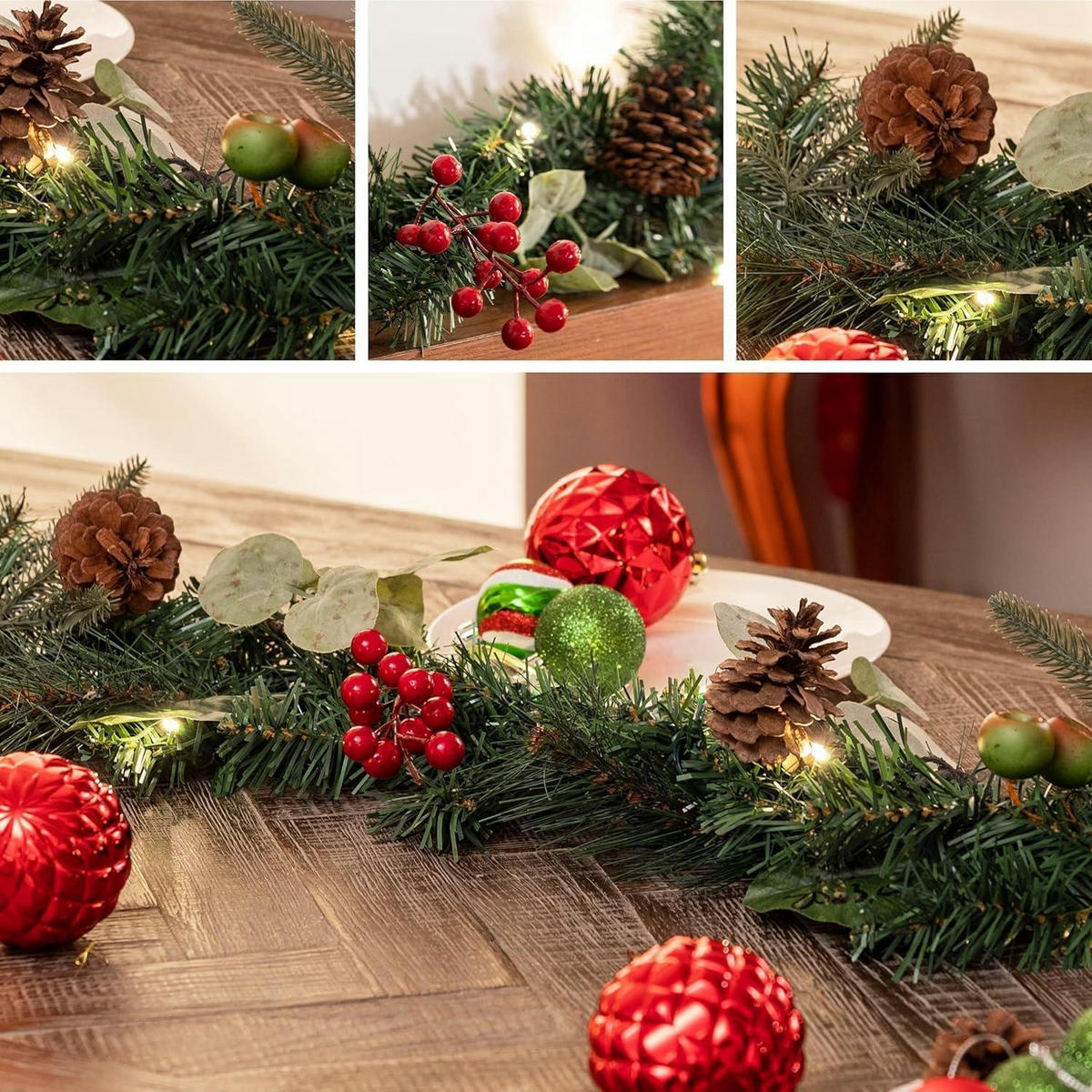 WEIHNACHTSGIRLANDE mit LED-Lichtern 183 cm - Multicolor, Textil (40.6cm)