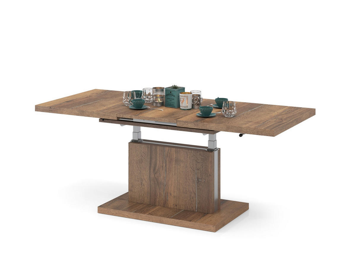 COUCHTISCH rechteckig Eiche Halifax höhenverstellbar ausziehbar - Eichefarben, Holzwerkstoff (70/120/56cm) - designimpex