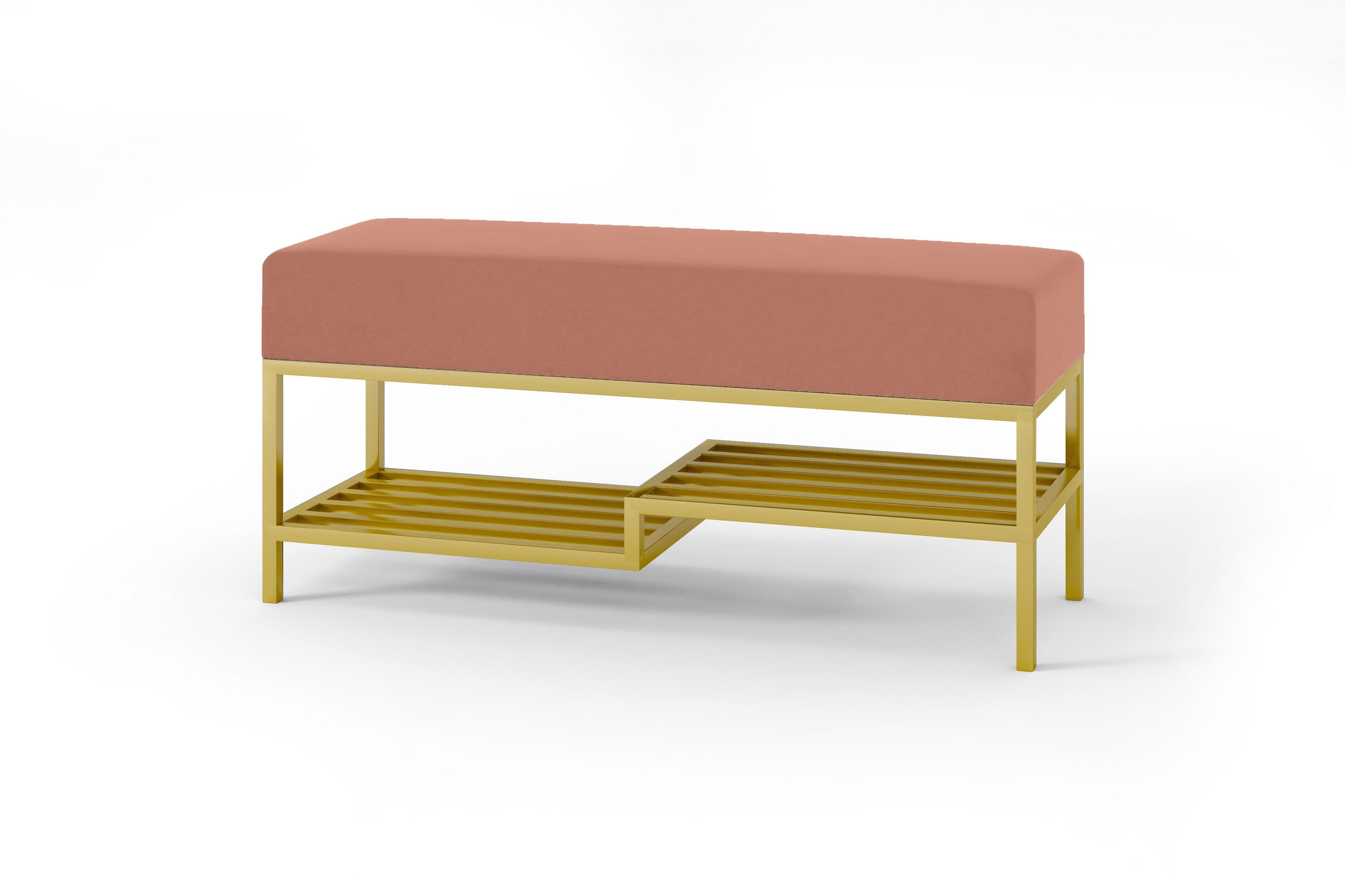 POLSTERBANK MELLO 80 Rosa, Goldenes Metallgestell - Goldfarben/Rosa, Textil/Metall (80/45/35cm) - Bettso