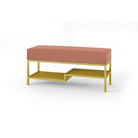 POLSTERBANK MELLO 100 Rosa, Goldener Rahmen - Goldfarben/Rosa, Textil/Metall (100/45/35cm) - Bettso