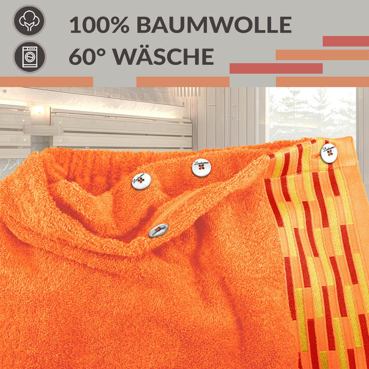 SAUNAKILT Dame Lugano Orange - Orange, Textil (150/75cm) - Lashuma