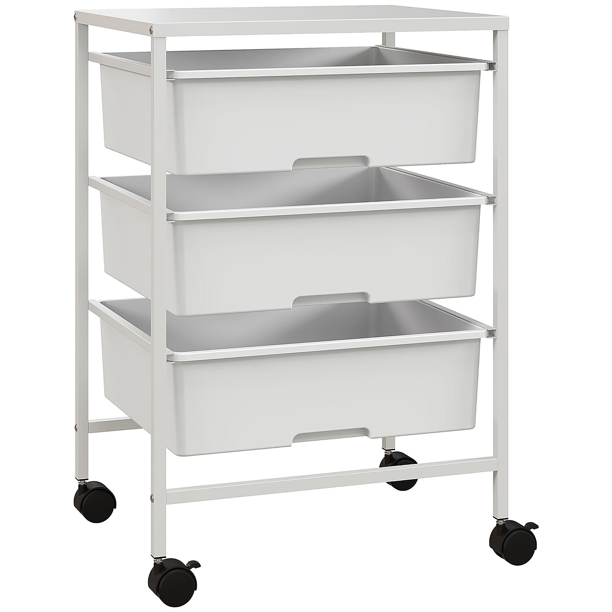 ROLLWAGEN, Servierwagen mit 3 Etagen, 40,8 x 33,5 x 60,5 cm, Weiß - Weiß, Metall (40.8/60.5/33.5cm) - HOMCOM