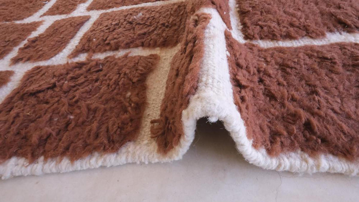 BERBERTEPPICH aus Marokko aus reiner Wolle bruin - Braun, Naturmaterialien (198/294cm) - AFK Living