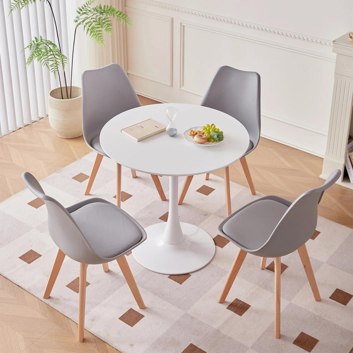 ESSZIMMERSTUHL Skandi PU Gepolstert Buchenholzbeine Grau 6-teilig - Grau, Textil (49/83/42cm)
