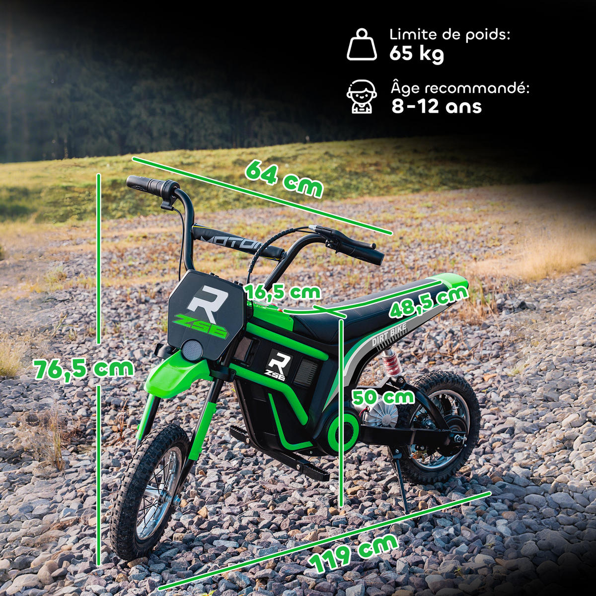 ELEKTRO-MOTORRAD DE-13117 8-16 km/h Grün - Grün, Kunststoff (119/64/76.5cm) - ComfortXL