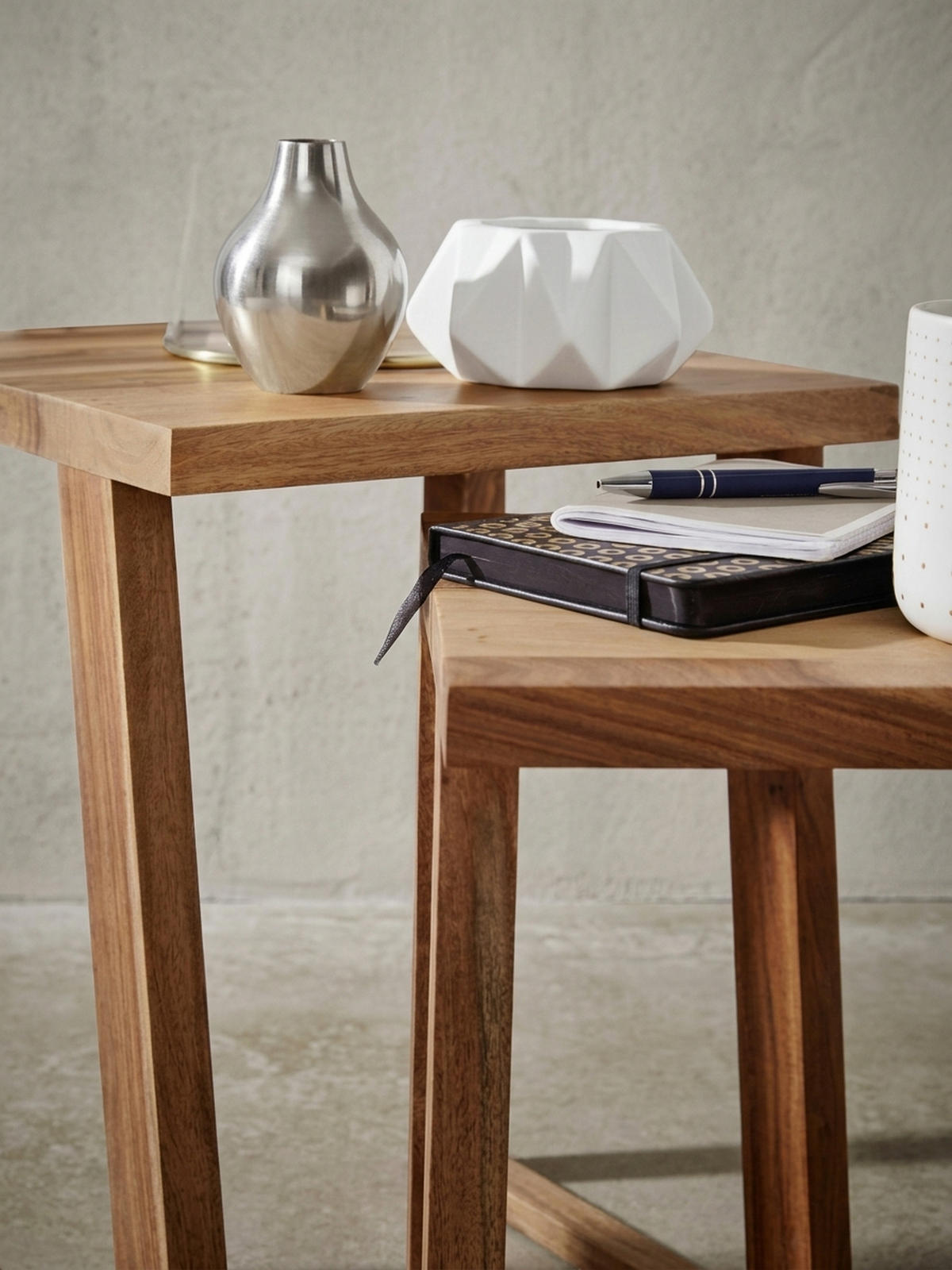 BEISTELLTISCH Set – 2-teilig Massivholz verschiedene Größen - Braun, Holz (36/36/50cm) - KADIMA DESIGN