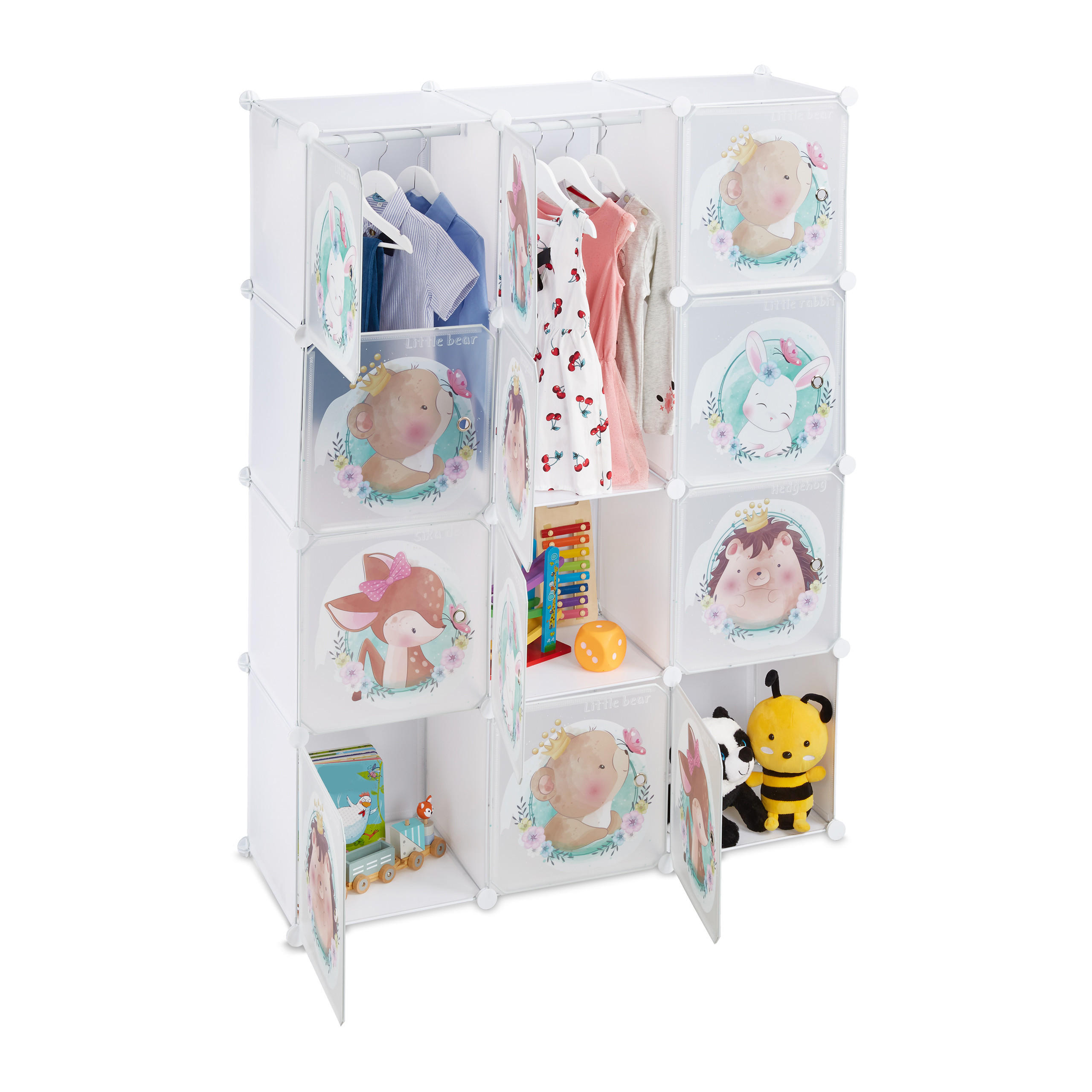 KINDERSTECKREGAL - Weiß, Kunststoff/Metall (110/145/37cm) - Relaxdays