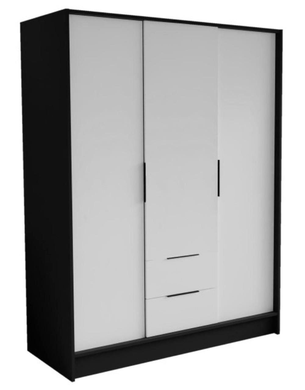 SCHRANK Schwarz Weiß Nikola Mit Verstellbaren Regalen 150 cm - Schwarz/Weiß, Holzwerkstoff (150.5/200/51cm) - Sepro Meble