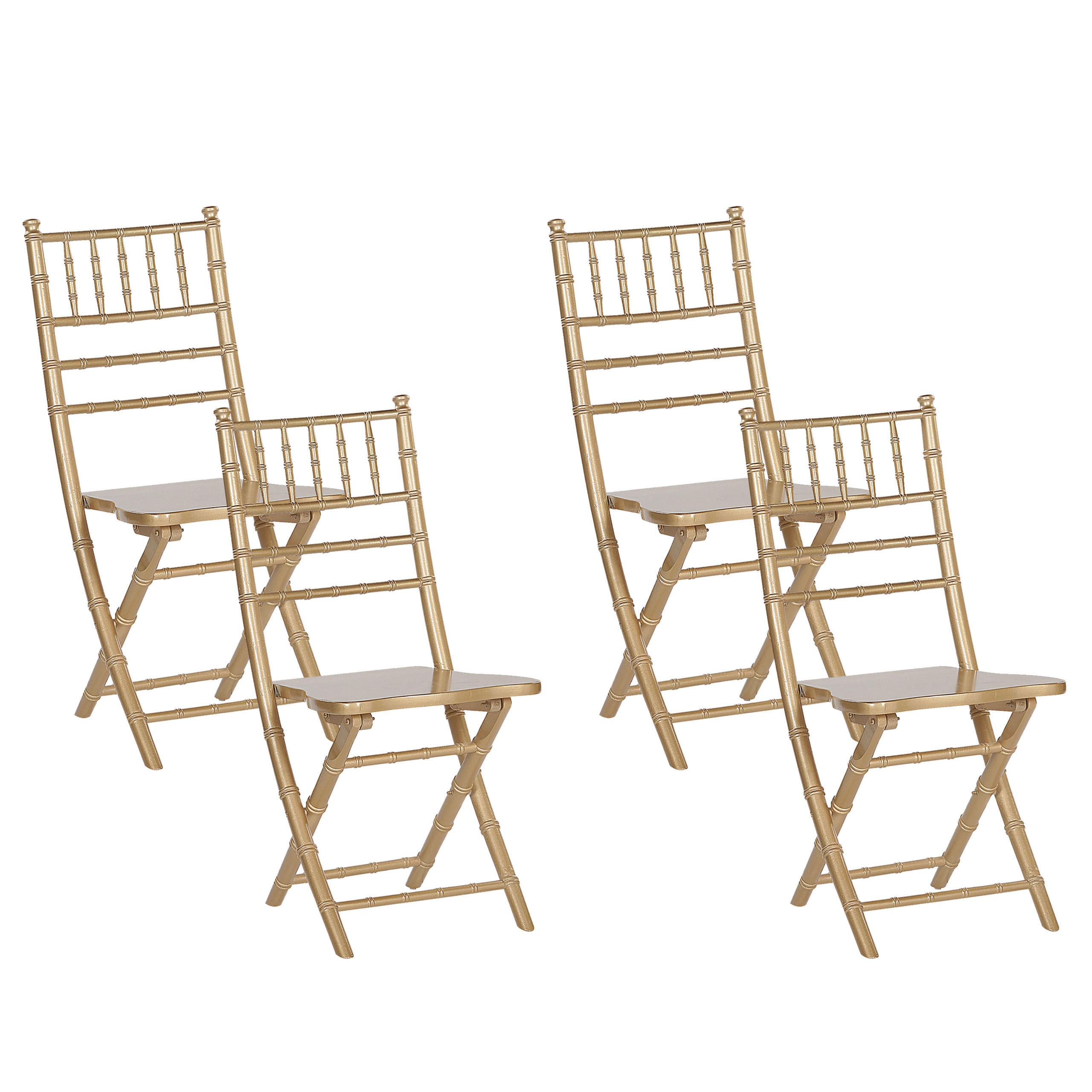 ESSZIMMERSTUHL 4er-Set Massivholz Gold Machias - Goldfarben, Holz (39/85/40cm) - Beliani