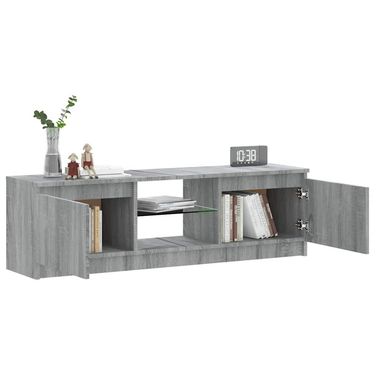 TV-SCHRANK Mit Led-Leuchten Grau Sonoma 120/30/36 Cm - Grau, Holzwerkstoff (30/36/120cm) - vidaXL