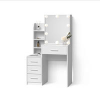 SCHMINKTISCH Loreta Weiß 80 cm mit LED Beleuchtung - Weiß, Holzwerkstoff (80/131.6/36cm) - Livinity®