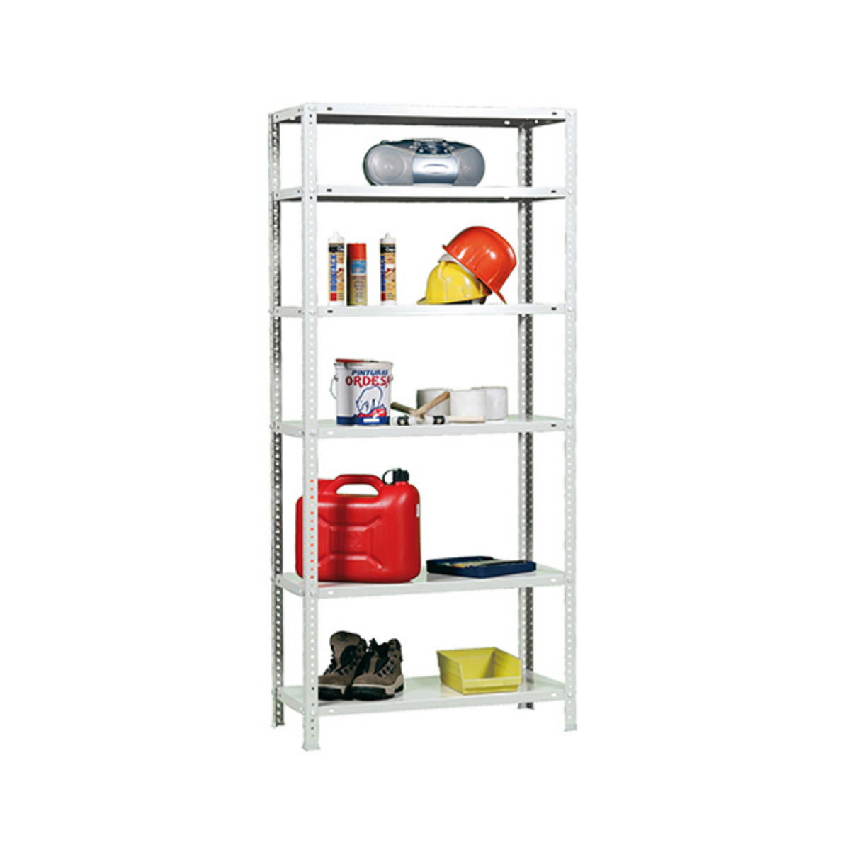 SCHRAUBREGAL PANDA TALL | HxBxT 200x90x30cm | 6 Fachböden | Fachlast 100kg | Weiß - Weiß, Metall (90/200/30cm) - PROREGAL