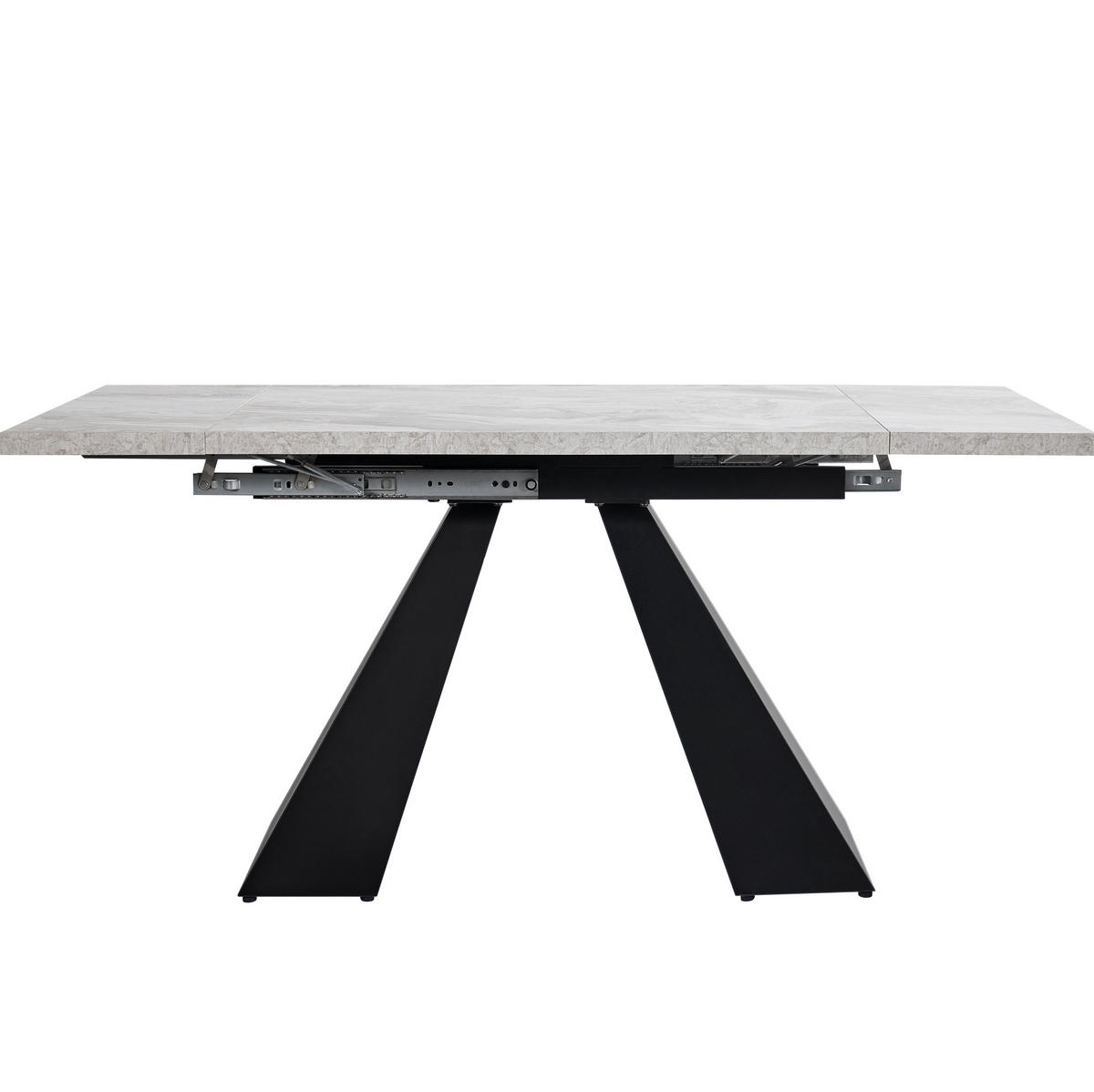 ESSTISCH 99-159/74/77 cm in Grau/Schwarz, ausziehbar mit Marmoroptik - Schwarz, Holzwerkstoff (159/74/77cm) - Flora Grace