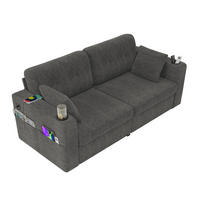 2-SITZER aus Chenille 172x75x82 cm in Grau mit USB-Anschlüssen & Stauraum - Grau, Textil (75/82/172cm) - Modfu