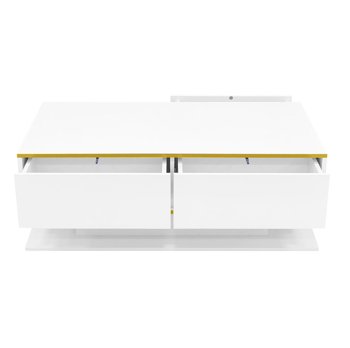 COUCHTISCH 100/50/40 cm in Weiß/Gold mit 3 Schubladen und LED-Beleuchtung - Weiß, Holzwerkstoff (100/50/40cm) - Flora Grace