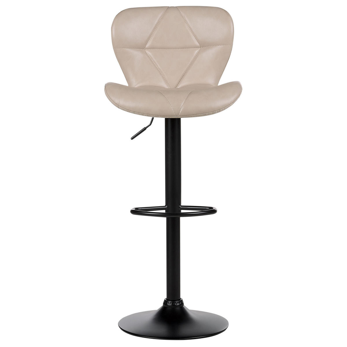 BARHOCKER 2er-Set Kunstleder hellbeige/schwarz höhenverstellbar Valetta - Beige/Schwarz, Kunststoff (46/51cm) - Beliani
