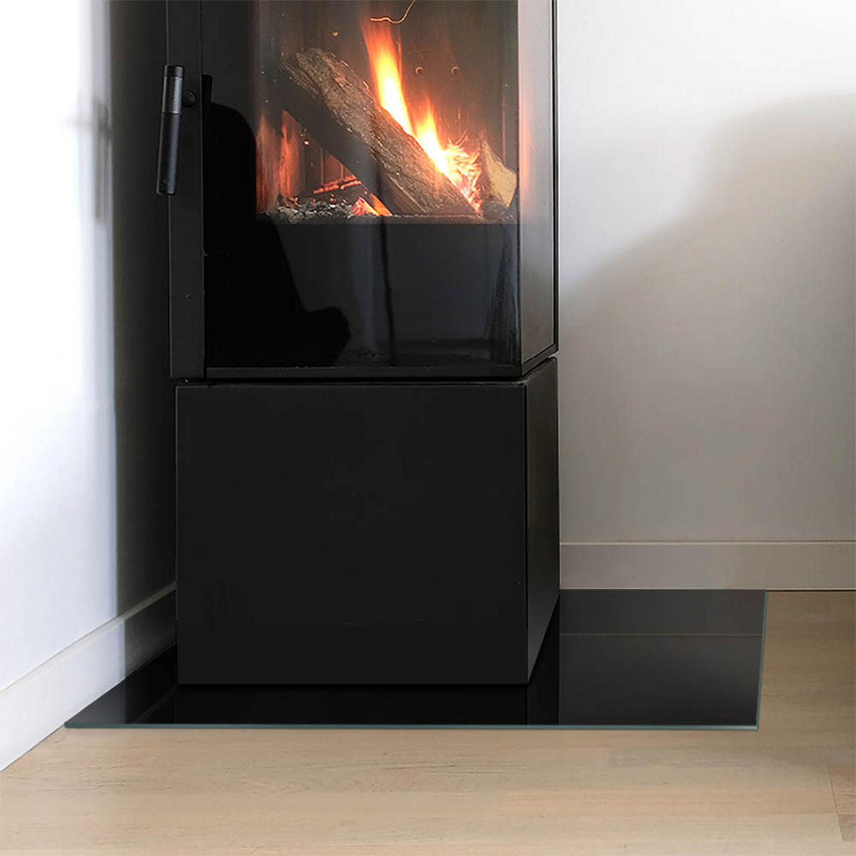 GLASPLATTE für Kamin 60x40 cm Schwarz - Schwarz, Glas (60/40/0.4cm) - ArtPrintCave