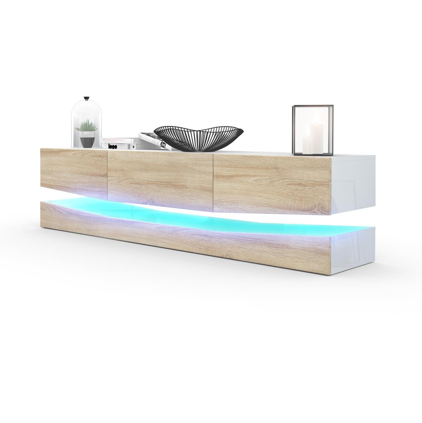 LOWBOARD City Fronten in Eiche sägerau - Eiche San Remo, Holzwerkstoff (178/48/39cm) - Vladon