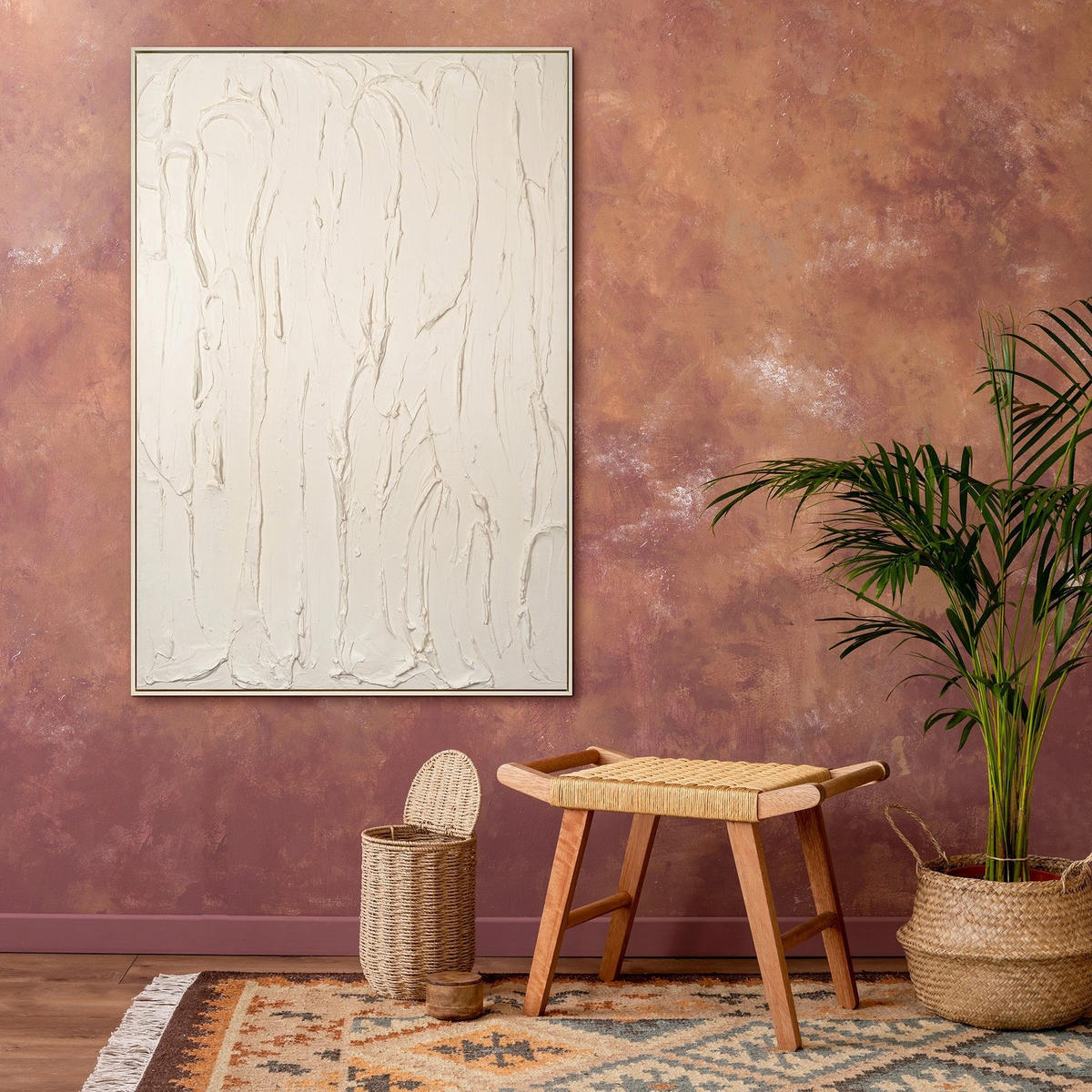 GEMÄLDE Schleier Schattenfugenrahmen Beige 120x80 cm - Beige, Holz (120/80cm) - YS-art gallery