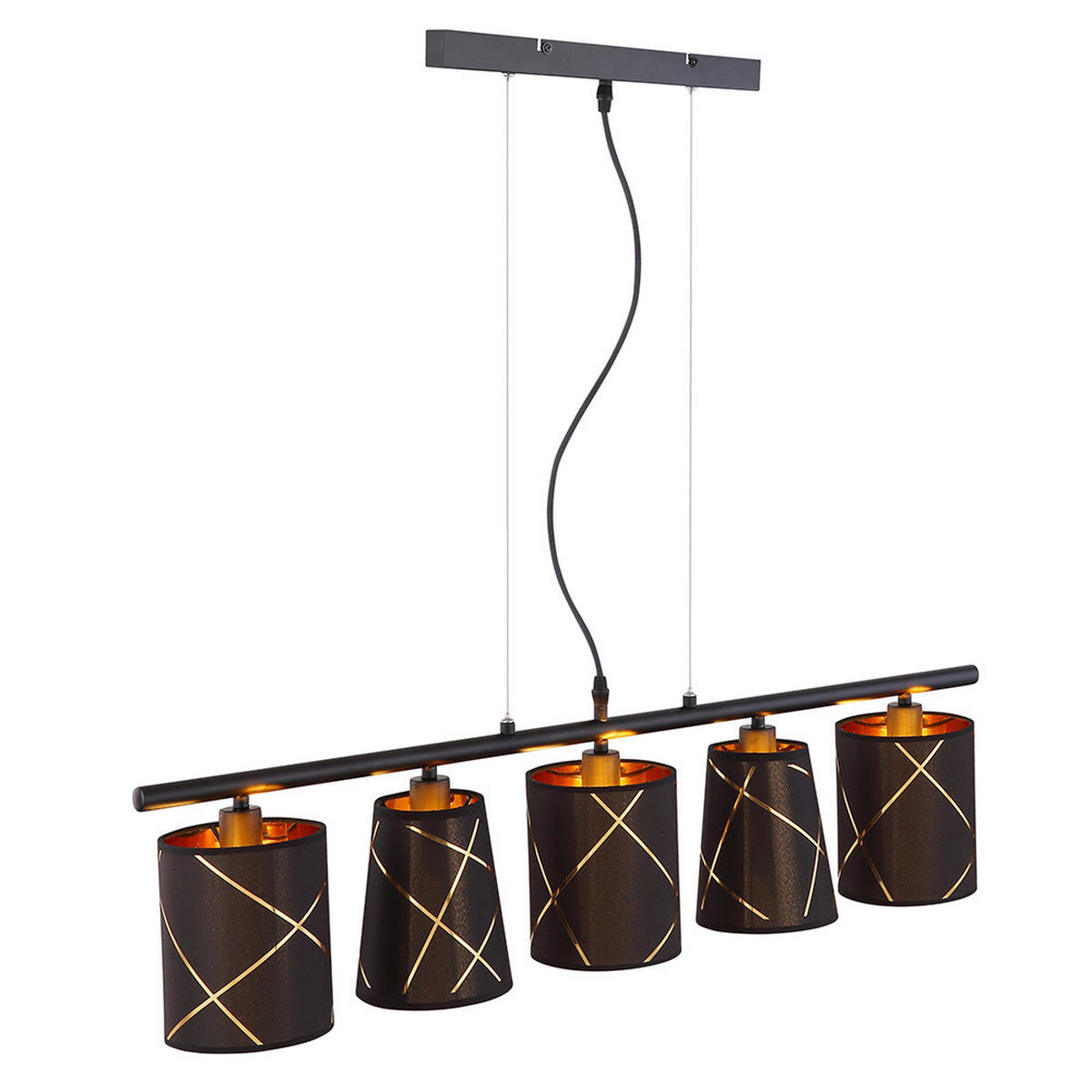 LED HÄNGELEUCHTE BEMMO Metall Schwarz Goldfarben - Schwarz, Metall (90/13/140cm)