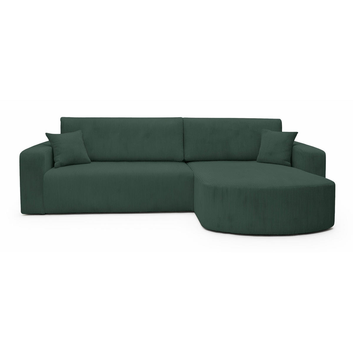 ECKSOFA mit Schlaffunktion Teeo L-Form universal mit Bettkasten Dunkelgrün Cord - Dunkelgrün/Schwarz, Kunststoff/Textil (275/170cm) - Homebook