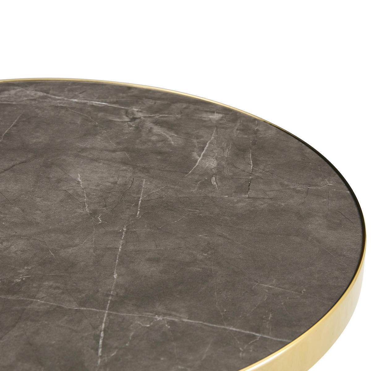 BEISTELLTISCH rund Grau/Gold Marmoroptik Edelstahlgestell - Goldfarben/Grau, Holzwerkstoff (60/60/73.3cm)