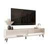 LOWBOARD TV-Schrank CALANTE 180 cm auf schrägen schwarzen Beinen - Beige/Schwarz, Holzwerkstoff/Metall (180/43/35cm) - Lookway