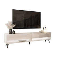 LOWBOARD TV-Schrank CALANTE 180 cm auf schrägen schwarzen Beinen - Beige/Schwarz, Holzwerkstoff/Metall (180/43/35cm) - Lookway