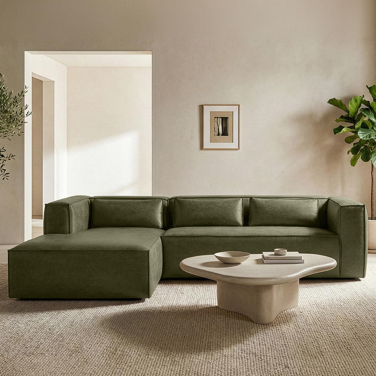 ECKSOFA LINKS FEROX, Grün - Grün, Holz/Holzwerkstoff (300/175cm) - KONSIMO®