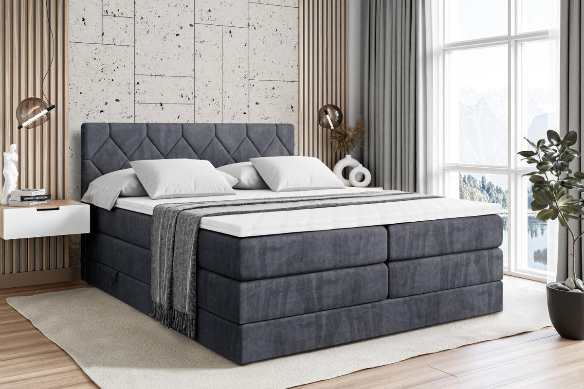 BOXSPRINGBETT CATOR KING - 160x200 - H3/H4 - Dunkelgrau - Dunkelgrau, Holzwerkstoff (160/200cm) - ALTDECOR