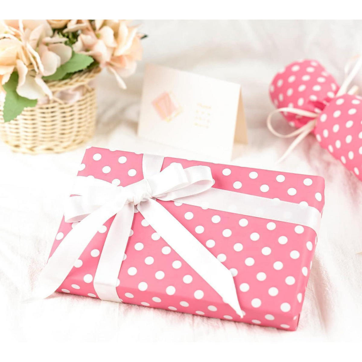 GESCHENKPAPIERROLLE Wendbar Rosa/Punkte 43,2 cm x 10 m - Rosa, Papier (43.2/43.2/43.2cm)