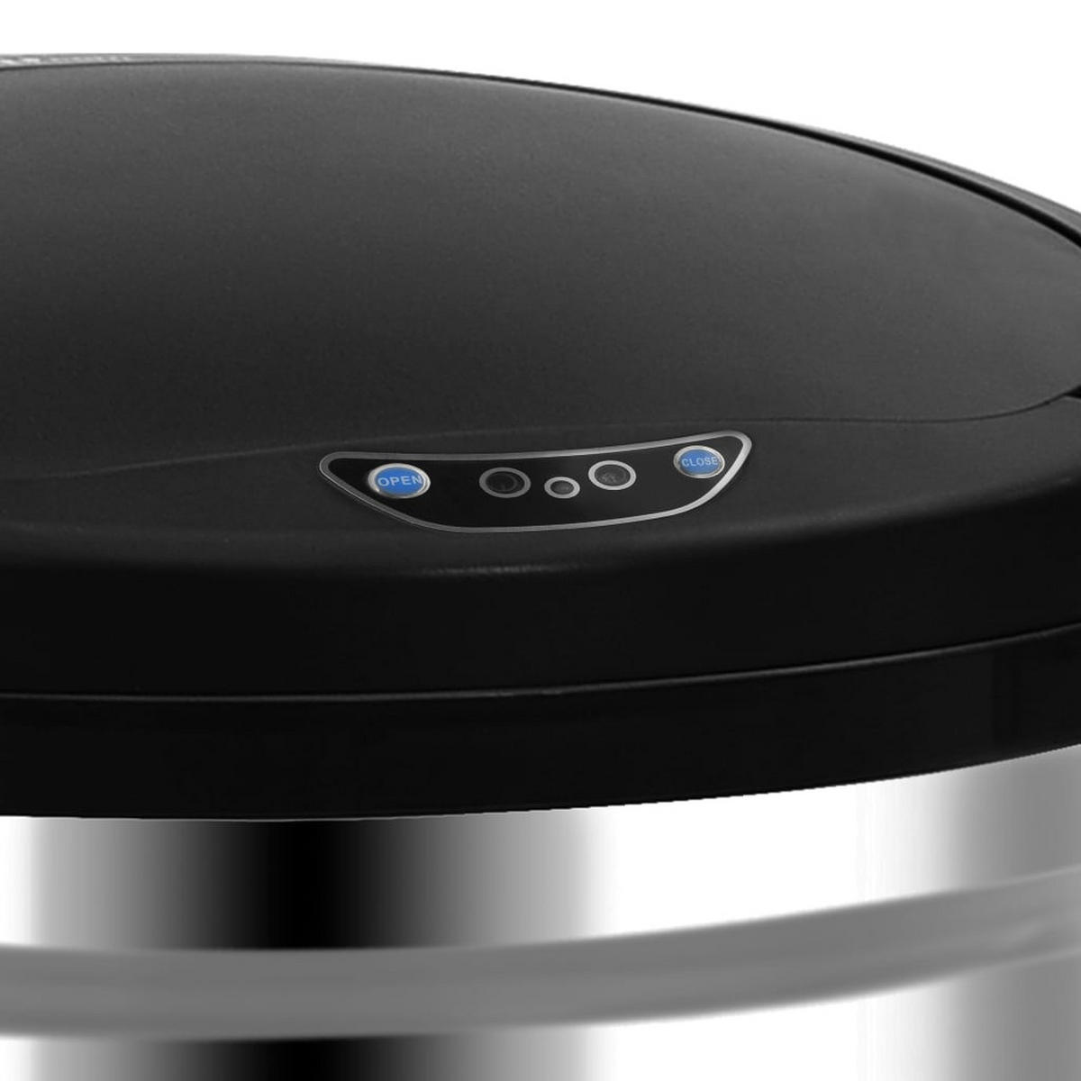 MÜLLEIMER mit Sensor 50L Edelstahl Abfalleimer Automatik - Silberfarben, Metall (30.5/81.5/30.5cm) - DELUKE