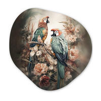 WANDBILD Papageien - Vögel - Natur - Blumen 40x40 cm - Baltimorefarben, Kunststoff (40/40cm) - MuchoWow