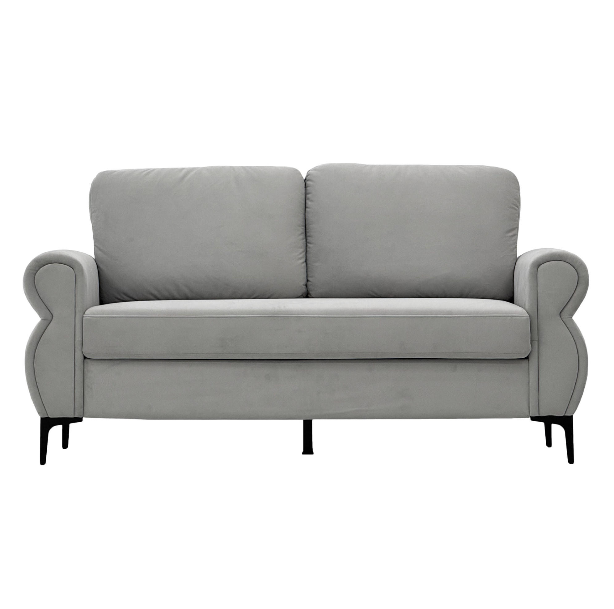 SOFA kompakt 173,5 cm Metall-Holz Light Grey - Hellgrau, Holzwerkstoff (173.5/92/81cm) - Meubliv